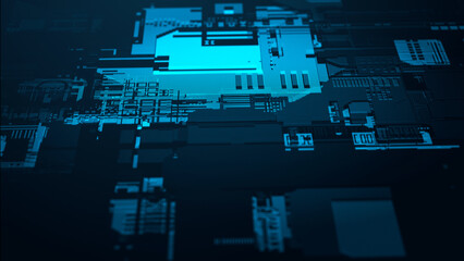 Wall Mural - Abstract technological background. Digital information. The concept of big data. 3d rendering.