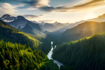 Wall Mural - sunrise in the mountains