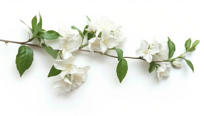Wall Mural - White background with isolated jasmine branch
