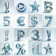 Wall Mural - Ice and Snow Lettering Typeface. AI generated illustration