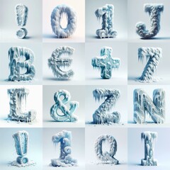 Wall Mural - Ice and Snow Lettering Typeface. AI generated illustration