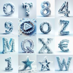 Sticker - Ice and Snow Lettering Typeface. AI generated illustration