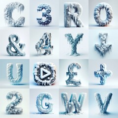 Poster - Ice and Snow Lettering Typeface. AI generated illustration
