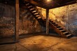 © Boraryn - empty basement in abandoned old industrial building with little light and a wooden stairs