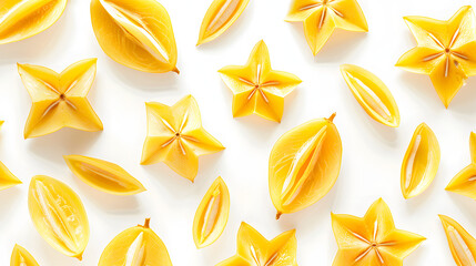 Wall Mural - Seamless pattern. Hand Drawn Watercolor carambola Fruit illustration.