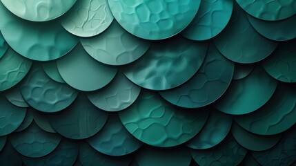 Wall Mural - A minimalist background with a pattern of overlapping circles in shades of green.