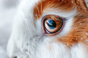 Sticker - Eye of a rabbit .Soft focus and shallow depth of field composition, white soft fur background, beautiful portrait of rabbit