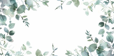 The branches and leaves of eucalyptus are watercolored on this modern card.