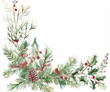 © Антон Сальников - Modern watercolor Christmas banner with fir branches and text space.