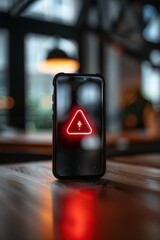 Wall Mural - A smartphone uses a danger alarm icon