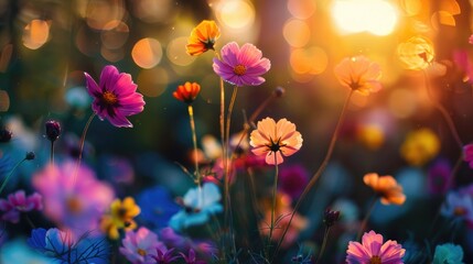 Wall Mural - colorful flowers in a lovely background