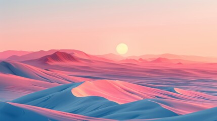 Wall Mural - A vast desert landscape with minimal elements, featuring endless dunes and a simple, serene background.