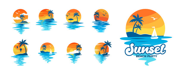 Wall Mural - large set with sun icon
