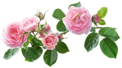 Wall Mural - Beautiful Pink Roses on White. Romantic Floral Beauty