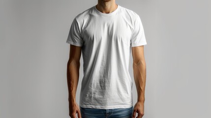 Canvas Print - Man in Plain White T-Shirt - Generative AI