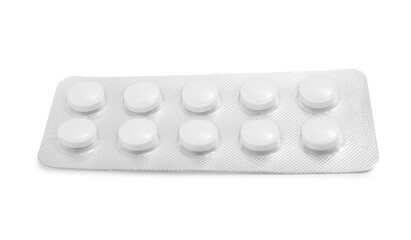 Wall Mural - Antibiotic pills in blister isolated on white