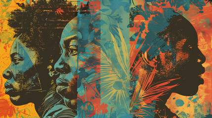 frican American themed poster design, three African-American faces,