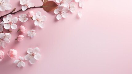 Wall Mural - Delicate White Blossoms on a Pink Background