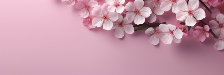 Wall Mural - Pink Blossom Flowers on a Pink Background