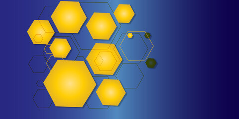 Vector hexagon banner design background with hexagon pattern. Digital futuristic banner technology concept background. Design for science, banner, medicine or technology background.