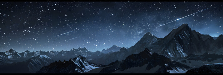 The milky rising in the night sky over the mountains, landscapes.