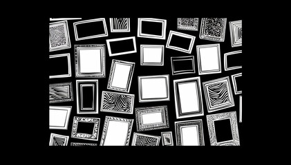 Ink decoration doodle. Sketch frame, doodle-style photo and art mirror frames. Isolated modern icons.