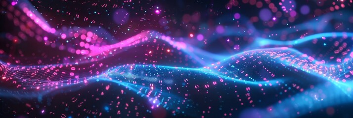 Network, a vibrant abstract background with swirling neon lights and 5G nodes, representing interconnected high-speed systems