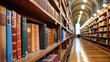© 69 - Well-ordered library shelves with books neatly placed, inviting visitors to delve into the world of literature and knowledge