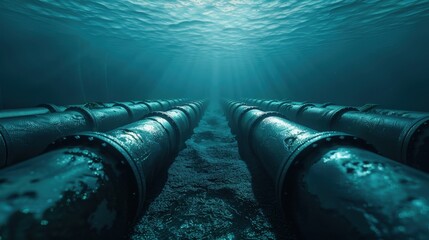 Wall Mural - Parallel undersea pipelines 