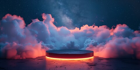 Wall Mural - a large, glowing, red and orange cloud with a small, glowing, red and orange circle in the middle