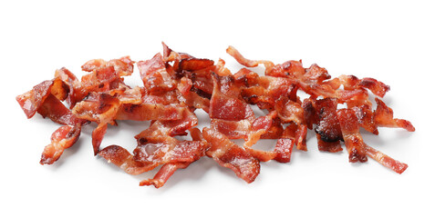 Sticker - Slices of tasty fried bacon isolated on white