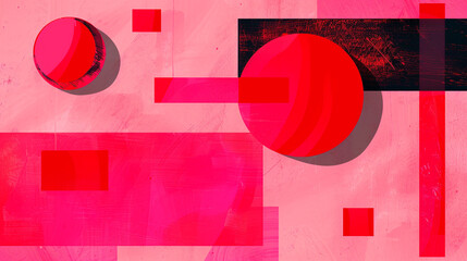 Wall Mural - Cherry red & bubblegum pink Suprematism art background 