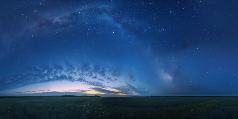 panorama of a dark blue sunset sky at night with stars . hdr, render use, seamless hdr 360 panorama 