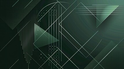 Line and geometric graphic background, dark mint color and silver, vector illustration. Background image 