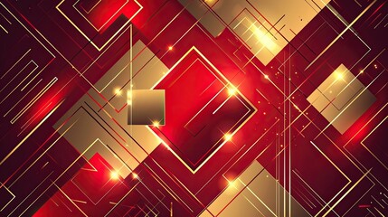 Line and geometric graphic background  red and gold  vector illustration