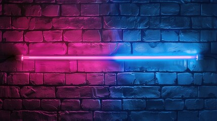 Modern two color neon lights, blue and pink, with a dark brick wall background. It can be used as your background image, poster and banner design