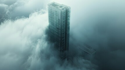 Wall Mural - Tall building in the clouds