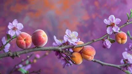 Wall Mural - Spring s Purple Beauty Apricots on Blooming Twig Background