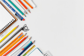 Wall Mural - school supplies on a white background