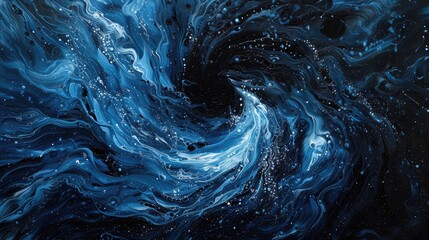 Wall Mural - Blue black abstract background vortex. Generative AI