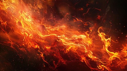 Wall Mural - Fire flames night sky. Generative AI
