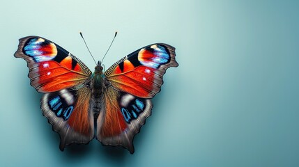 Wall Mural - A Single Butterfly On A Blue Background