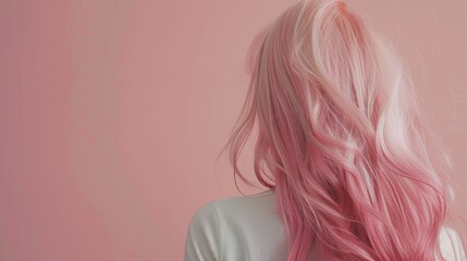 Wall Mural - BACK MODEL WITH LONG LIGHT PINK HAIR 