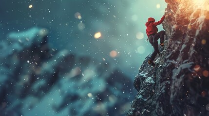 Wall Mural - eyecatching long shot traveler on a mountain