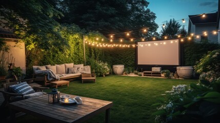 Wall Mural - Summer cinema with Outdoor Projector Screen