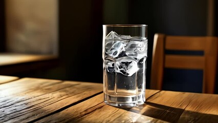 Poster -  Refreshing Ice Water on a Wooden Table