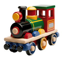 Colorful wooden toy train with multiple colors, perfect for children's play and educational purposes. Classic design and high-quality craftsmanship.