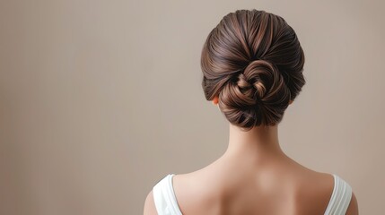 Woman with her hair styled in an elegant updo for a special event, updo hairstyle, formal hair