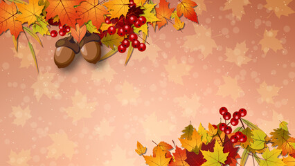 Wall Mural - Autumn theme elegant vector background. Design for presentation, website, landing page, wallpaper, flyer, booklet, banner