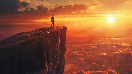 Amazing Standing on cliff admiring sunset